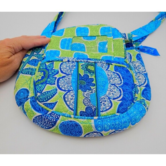 Vera Bradley Lizzy Crossbody Doodle Daisy Shoulder Bag Blue Green - Picture 2 of 12